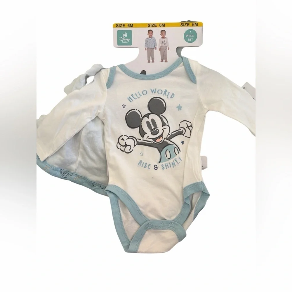 Disney Baby Snap Close Top, Sweatpants, Zippered Hoodie 3 Piece Set NWT